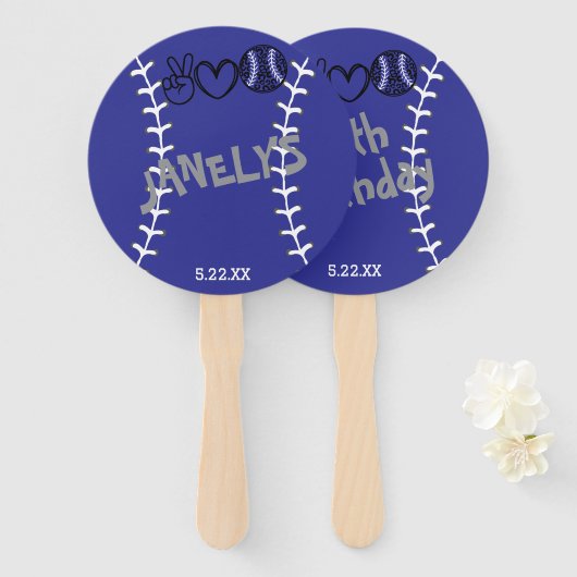 Peace Liebe Softball Geburtstag Fächer (Vorne und Hinten)