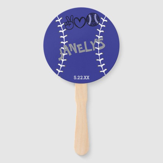 Peace Liebe Softball Geburtstag Fächer (Vorderseite)