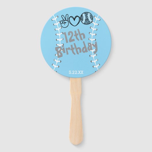 Peace Liebe Softball Geburtstag Fächer (Rückseite)