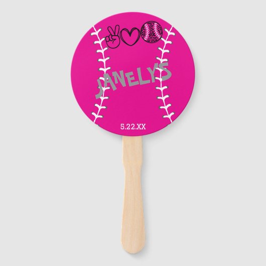 Peace Liebe Softball Geburtstag Fächer (Vorderseite)