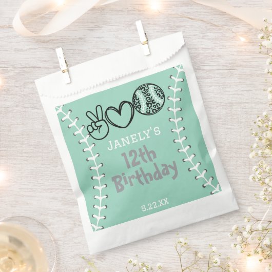 Peace Liebe Softball Geburtstag Geschenktütchen (Ausgeschnitten)