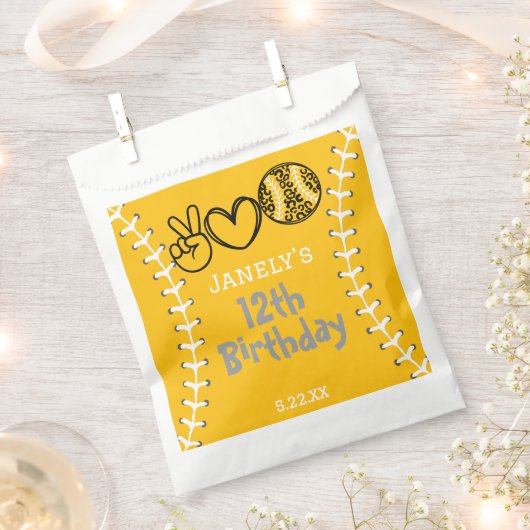 Peace Liebe Softball Geburtstag Geschenktütchen (Ausgeschnitten)
