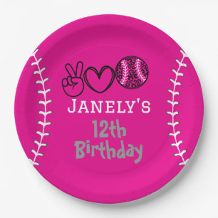 Peace Liebe Softball Geburtstag Pappteller