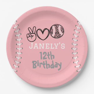 Peace Liebe Softball Geburtstag Pappteller