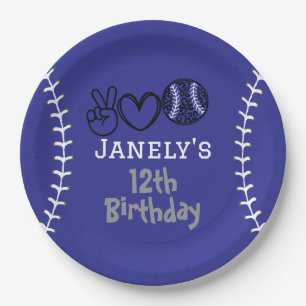 Peace Liebe Softball Geburtstag Pappteller