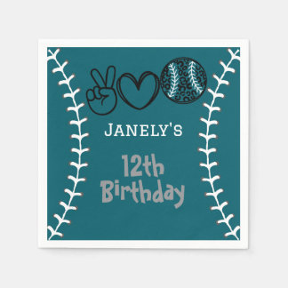 Peace Liebe Softball Geburtstag Serviette