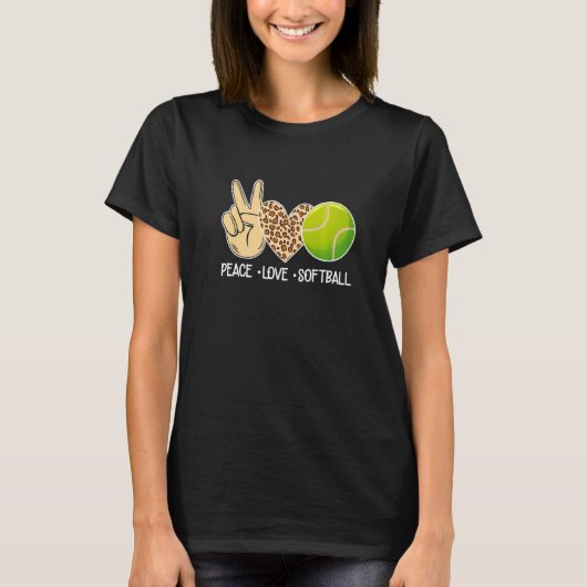 Peace Liebe Softball Leopard Softball Player für G T-Shirt (Vorderseite)