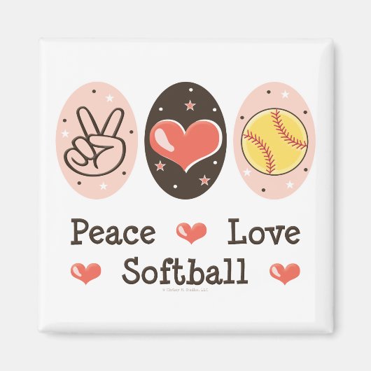 Peace Liebe Softball Magnet (Vorne)