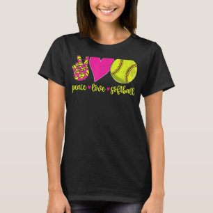 Peace Liebe Softball Mama Männer Frauen Kinder T-Shirt