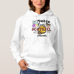 Peace Liebe Softball Nana Life Mama Grandma Leopar Hoodie