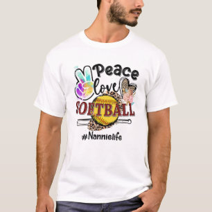 Peace Liebe Softball Nannie Life Mama Oma Leopar T-Shirt