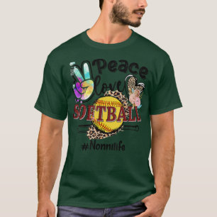 Peace Liebe Softball Nonni Life Mama Grandma Leopa T-Shirt