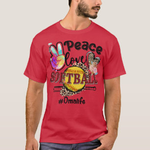 Peace Liebe Softball Oma Life Mama Oma Leopard  T-Shirt