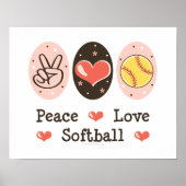 Peace Liebe Softball Poster Print (Vorne)