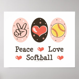 Peace Liebe Softball Poster Print