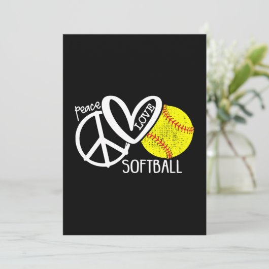 Peace Liebe Softball Vector SKY Dankeskarte (Stehend Vorderseite)