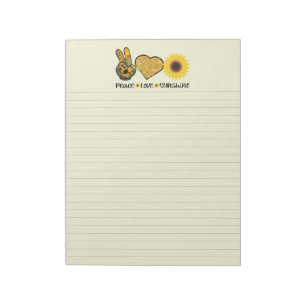Peace Liebe Sonnenblumen Linken Notepad Notizblock
