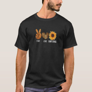 Peace Liebe Sonnenblumensignatur Herzsymbolen flie T-Shirt