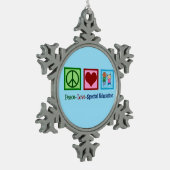 Peace Liebe Special Bildung Teacher Schneeflocken Zinn-Ornament (Links)