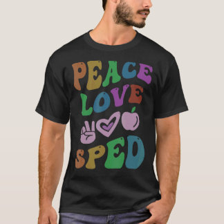 PEACE LIEBE SPED Retro Bildung Groovy T-Shirt