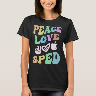 PEACE LIEBE SPED Retro Bildung Groovy T-Shirt