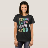 PEACE LIEBE SPED Retro Bildung Groovy T-Shirt (Vorne ganz)