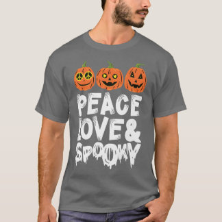 Peace Liebe & Spooky Halloween Pumpkins Jack O Lan T-Shirt