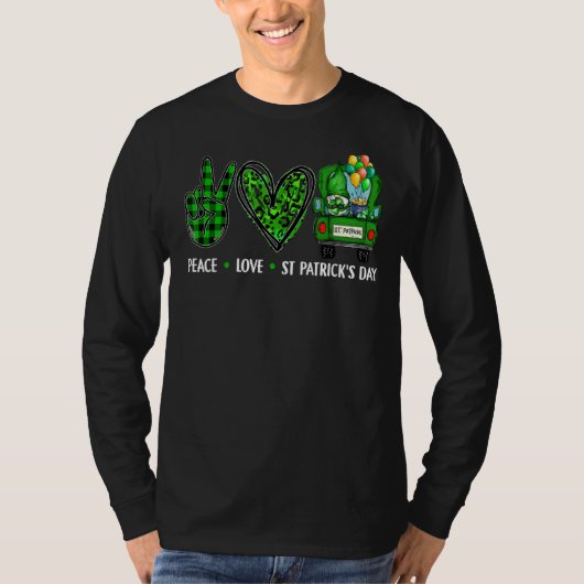Peace Liebe St Patricks Day Irish Lucky C Kleeblat T-Shirt (Vorderseite)