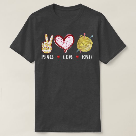 Peace Liebe Strick Geschenk für Frauen, Garn Knitt T-Shirt (Design vorne)