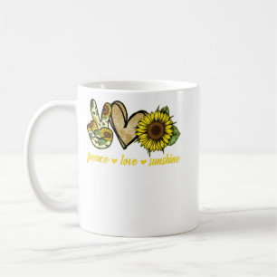Peace Liebe Sunshine Goldenes Herz Sonnenblumen Kaffeetasse