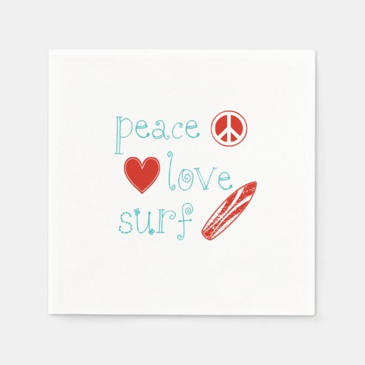Peace Liebe Surf Serviette (Vorderseite)