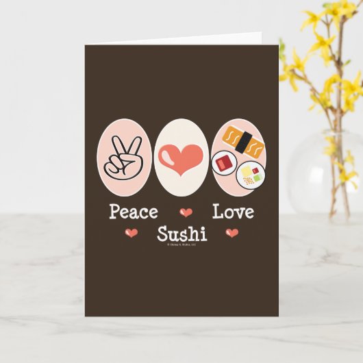 Peace Liebe Sushi Grußkarte Karte (Gelbe Blume)