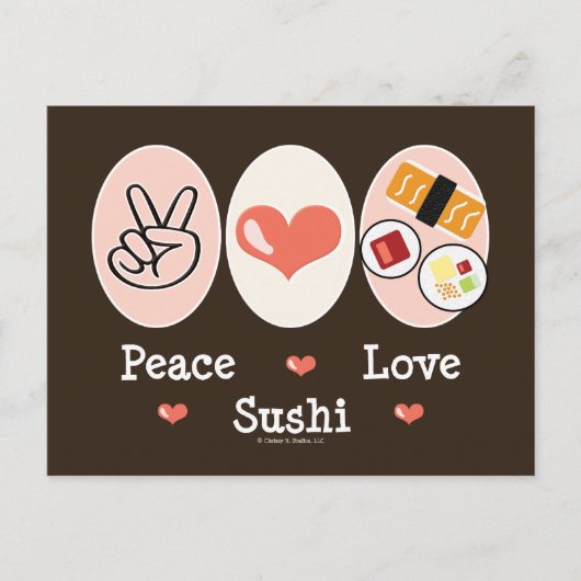 Peace Liebe Sushi Postcard Postkarte (Vorderseite)