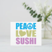 Peace Liebe Sushi Postkarte (Stehend Vorderseite)