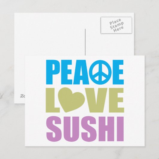 Peace Liebe Sushi Postkarte (Vorne/Hinten)