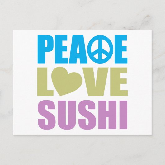 Peace Liebe Sushi Postkarte (Vorderseite)