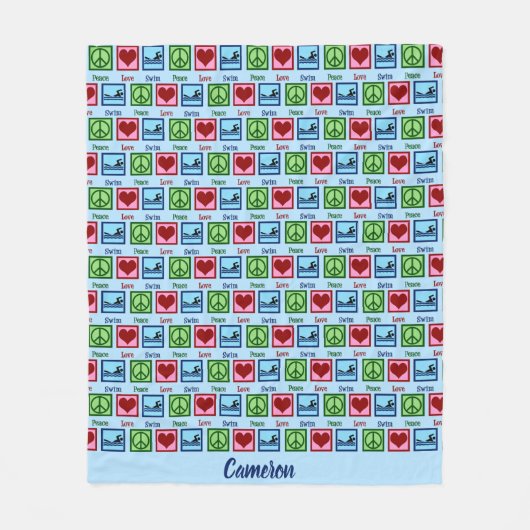 Peace Liebe Swim Custom Swim Team Fleecedecke (Vorderseite)