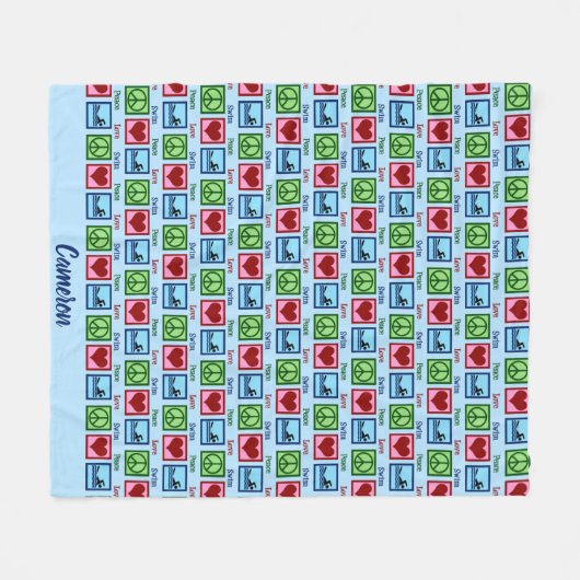Peace Liebe Swim Custom Swim Team Fleecedecke (Vorderseite (Horizontal))