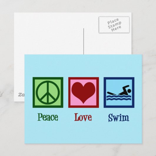 Peace Liebe Swim Postkarte (Vorne/Hinten)