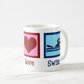 Peace Liebe Swim Team Niedlich Schwimmer Kaffeetasse (VorderseiteRechts)