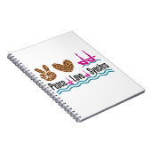 Peace Liebe Synchro Synchro Synchronisation Schwim Notizblock (Rechte Seite)