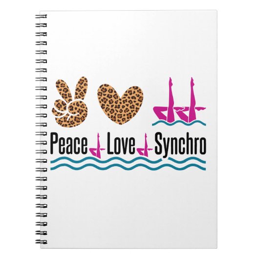 Peace Liebe Synchro Synchro Synchronisation Schwim Notizblock (Vorderseite)