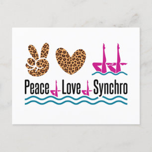 Peace Liebe Synchro Synchro Synchronisation Schwim Postkarte