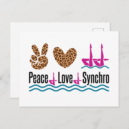 Peace Liebe Synchro Synchro Synchronisation Schwim Postkarte (Vorne/Hinten)