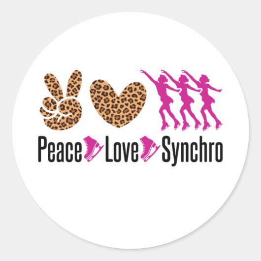 Peace Liebe Synchro Synchronized Skaten Runder Aufkleber (Vorderseite)