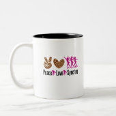 Peace Liebe Synchro Synchronized Skaten Zweifarbige Tasse (Links)