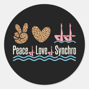 Peace Liebe Synchro Synchronschwimmen Runder Aufkleber