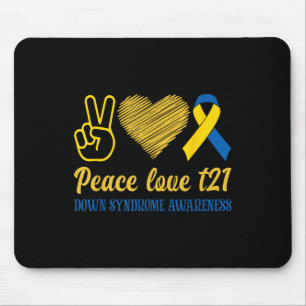 Peace Liebe T21 Blue Yellow Ribbon-Down-Syndrom Mousepad