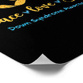Peace Liebe T21 Blue Yellow Ribbon-Down-Syndrom Poster (Ecke)