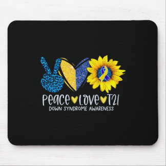 Peace Liebe T21 Blue Yellow Ribbon Down Syndrome A Mousepad